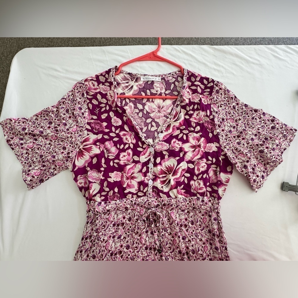 R Vivimos Dress Purple Tiered Floral Cottagecore Rimantic Feminine Size Small - Picture 8 of 11